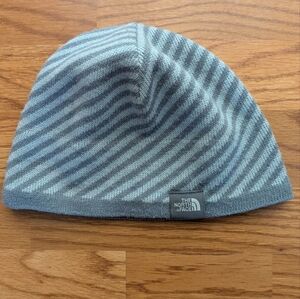 The North Face Striped Beanie - Blue and Gray